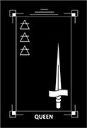 Queen of Swords Tarot card in Dark Exact deck