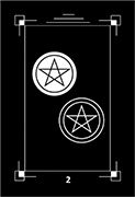 Two of Coins Tarot card in Dark Exact deck