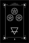 Three of Coins Tarot card in Dark Exact Tarot deck