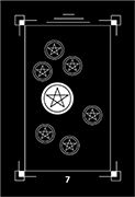 Seven of Coins Tarot card in Dark Exact deck