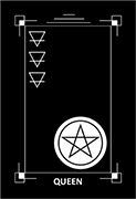 Queen of Coins Tarot card in Dark Exact deck