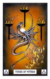 Three of Wands Tarot card in Dragon Tarot deck