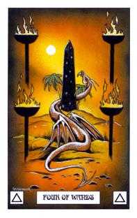 Four of Wands Tarot card in Dragon Tarot deck