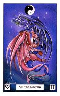 The Lovers Tarot card in Dragon Tarot deck