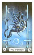 Two of Swords Tarot card in Dragon deck