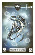 Knight of Swords Tarot card in Dragon deck