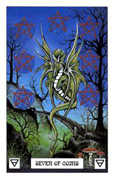 Seven of Coins Tarot card in Dragon deck