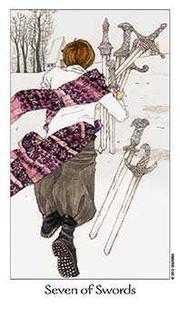 Seven of Swords Tarot card in Dreaming Way Tarot deck