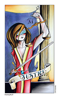 Justice Tarot card in Eight Coins' Tattoo Tarot Tarot deck