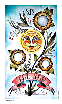 The Sun Tarot card in Eight Coins' Tattoo Tarot Tarot deck