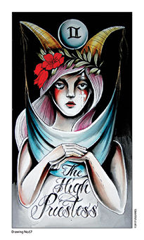 The High Priestess Tarot card in Eight Coins' Tattoo Tarot Tarot deck