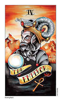 The Emperor Tarot card in Eight Coins' Tattoo Tarot Tarot deck