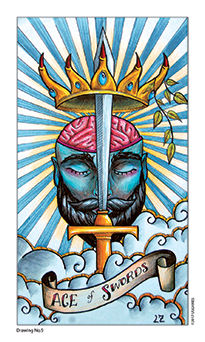 Ace of Swords Tarot card in Eight Coins' Tattoo Tarot Tarot deck