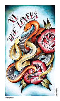 The Lovers Tarot card in Eight Coins' Tattoo Tarot Tarot deck