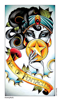 Ace of Pentacles Tarot card in Eight Coins' Tattoo Tarot Tarot deck
