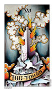 The Tower Tarot card in Eight Coins' Tattoo Tarot deck