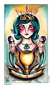 Queen of Cups Tarot card in Eight Coins' Tattoo Tarot deck