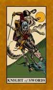 Knight of Swords Tarot card in English Magic Tarot deck