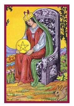 Queen of Coins card from the Fantastical Tarot Deck