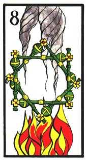 Eight of Wands Tarot card in Esoterico Tarot deck