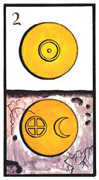 Two of Coins Tarot card in Esoterico Tarot deck