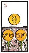 Three of Coins Tarot card in Esoterico Tarot deck