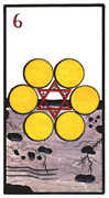 Six of Coins Tarot card in Esoterico Tarot deck