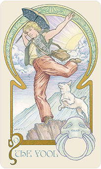 The Fool Tarot card in Ethereal Visions Tarot deck