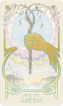 Ace of Wands Tarot card in Ethereal Visions Tarot deck