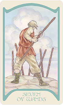 Seven of Wands Tarot card in Ethereal Visions Tarot deck