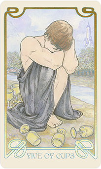 Five of Cups Tarot card in Ethereal Visions Tarot deck