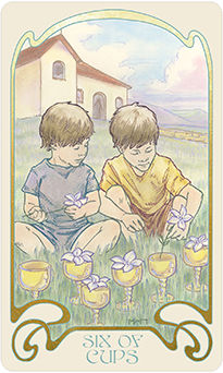 Six of Cups Tarot card in Ethereal Visions Tarot deck