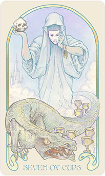 Seven of Cups Tarot card in Ethereal Visions Tarot deck