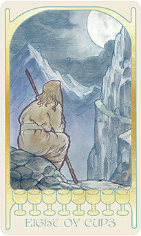 Eight of Cups Tarot card in Ethereal Visions Tarot deck