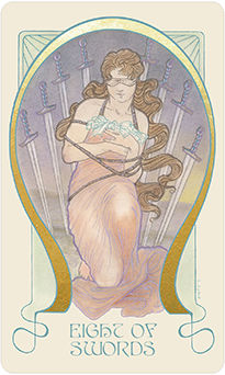 Eight of Swords Tarot card in Ethereal Visions Tarot deck