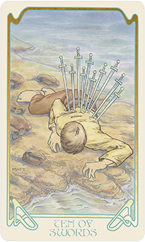 Ten of Swords Tarot card in Ethereal Visions Tarot deck