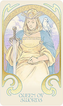 Queen of Swords Tarot card in Ethereal Visions Tarot deck