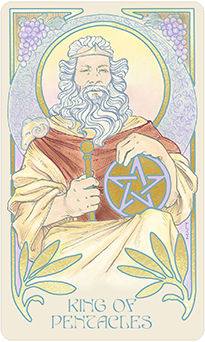 King of Pentacles Tarot card in Ethereal Visions Tarot deck