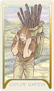 Ten of Wands Tarot card in Ethereal Visions deck