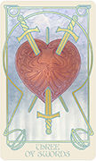 Three of Swords Tarot card in Ethereal Visions Tarot deck