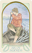 Six of Swords Tarot card in Ethereal Visions deck
