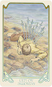 Ten of Swords Tarot card in Ethereal Visions deck