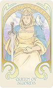 Queen of Swords Tarot card in Ethereal Visions deck