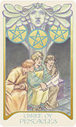 Three of Pentacles Tarot card in Ethereal Visions deck