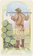 Seven of Pentacles Tarot card in Ethereal Visions deck