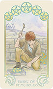 Eight of Pentacles Tarot card in Ethereal Visions Tarot deck