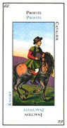 Knight of Coins Tarot card in Etteilla deck