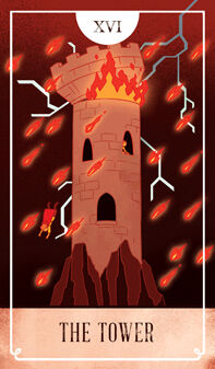 The Tower Tarot card in The Fablemaker's Animated Tarot Tarot deck
