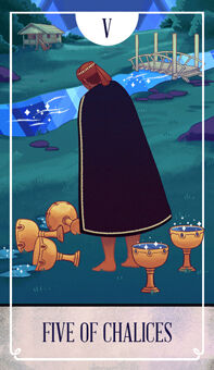 Five of Chalices Tarot card in The Fablemaker's Animated Tarot Tarot deck