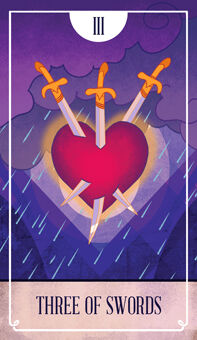 Three of Swords Tarot card in The Fablemaker's Animated Tarot Tarot deck